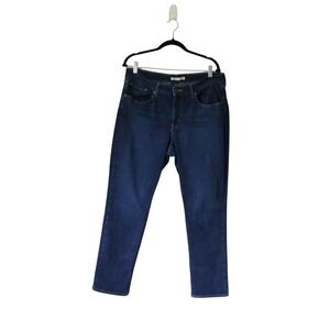 Levis Classic Straight Leg Jeans‎ Dark Wash Indigo Womens Size 16 Mid Rise Denim